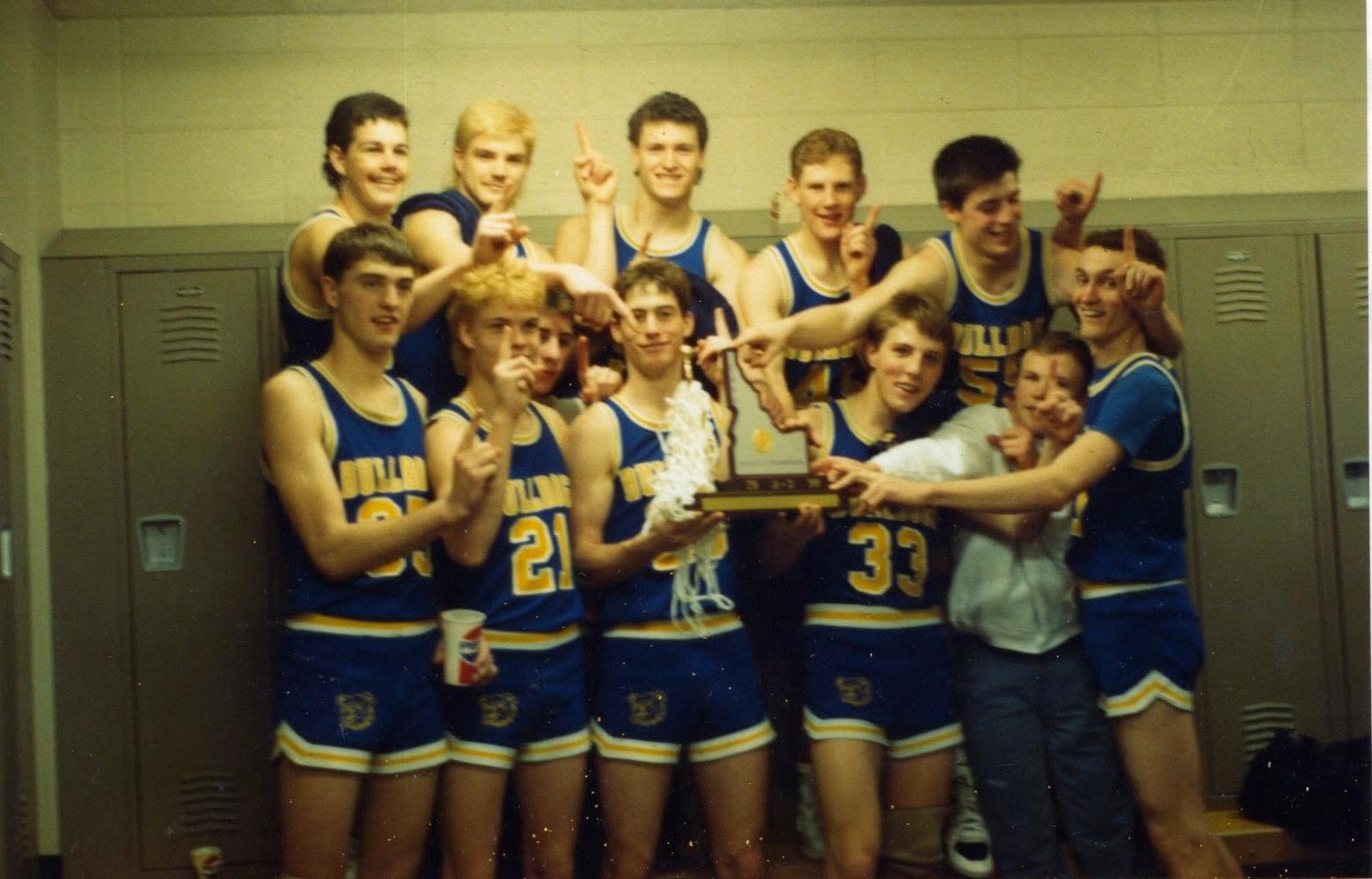 Cory Radford's 1990 State Championship team in the locker room
